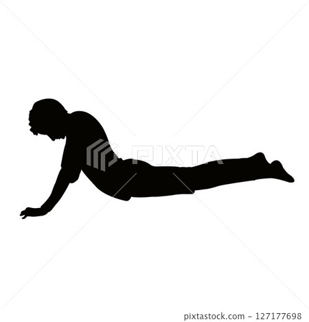 a boy making exercise, silhouette vector 127177698