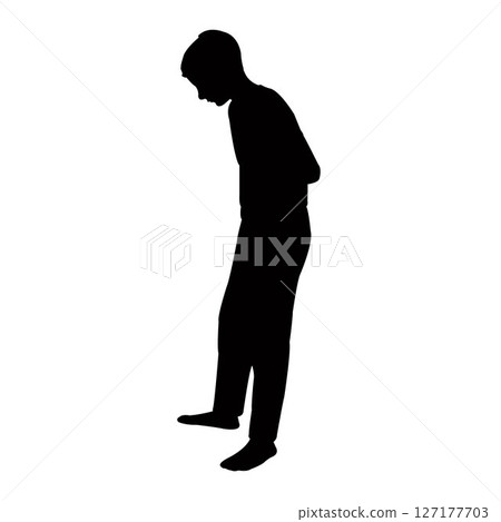 a boy making exercise, silhouette vector 127177703