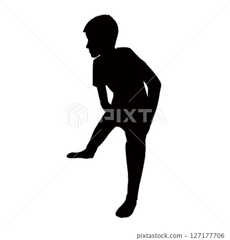 a boy making exercise, silhouette vector 127177706
