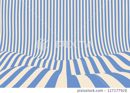 Groovy waves pattern in orange and beige creating a fluid optical illusion. Modern geometric wave pattern background with distorted flowing lines and dynamic motion effect. Groovy waves pattern in orange and beige creating a fluid optical illusion. Modern geometric wave pattern background with distorted flowing lines and dynamic motion effect. 127177928