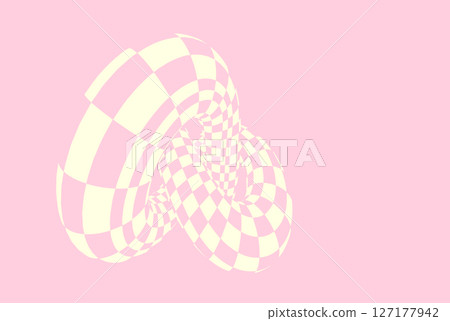 Abstract 3D twisted torus with a pink and cream checkered pattern. Optical illusion design featuring a warped geometric shape with surreal depth and dynamic curves, ideal for modern digital art Abstract 3D twisted torus with a pink and cream checkered pattern. Optical illusion design featuring a warped geometric shape with surreal depth and dynamic curves, ideal for modern digital art 127177942