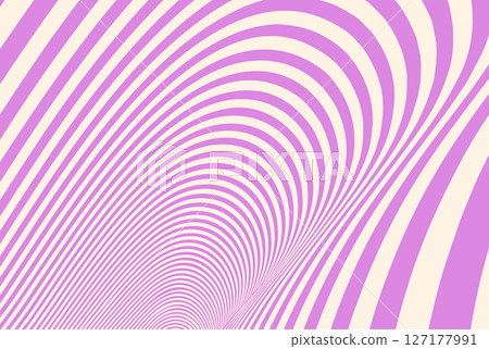 Groovy waves seamless pattern in orange and beige creating a fluid optical illusion. Modern geometric wave pattern background with distorted flowing lines and dynamic motion effect. 127177991