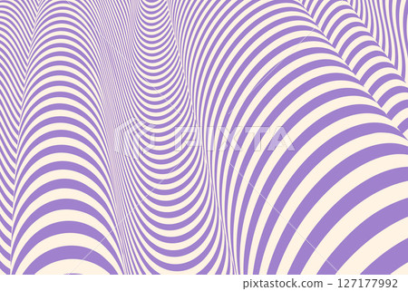 Groovy waves seamless pattern in orange and beige creating a fluid optical illusion. Modern geometric wave pattern background with distorted flowing lines and dynamic motion effect. 127177992