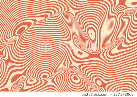 Abstract wavy pattern with curved orange and beige lines creating an optical illusion of depth and fluid motion. Modern digital artwork featuring dynamic flow, surreal distortion, and a hypnotic Abstract wavy pattern with curved orange and beige lines creating an optical illusion of depth and fluid motion. Modern digital artwork featuring dynamic flow, surreal distortion, and a hypnotic 127178002