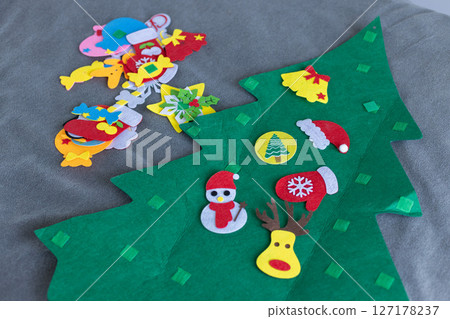 Christmas tree educational toy, Cognitive skills, Montessori activity. Christmas tree educational toy, Cognitive skills, Montessori activity. 127178237