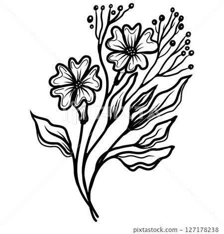 Hand Drawn Minimal Linear Vector Floral Pattern Hand Drawn Minimal Linear Vector Floral Pattern 127178238