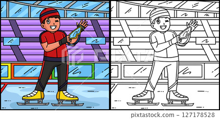 Speed Skating Male Wearing Equipment Illustration 127178528