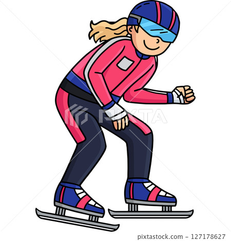 Speed Skating Female at the Starting Line Clipart  127178627