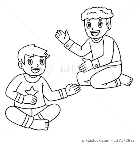 Sleepover Boys Telling Stories Isolated Coloring  127178652