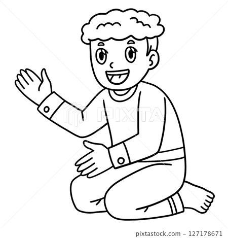 Sleepover Boy Telling Stories Isolated Coloring  127178671