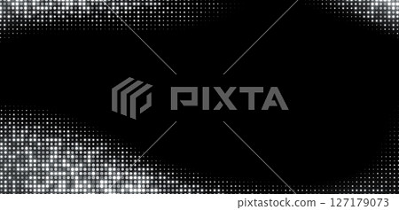 Silver halftone background, abstract glittering dots backdrop, disco texture design, shiny confetti banner. 127179073