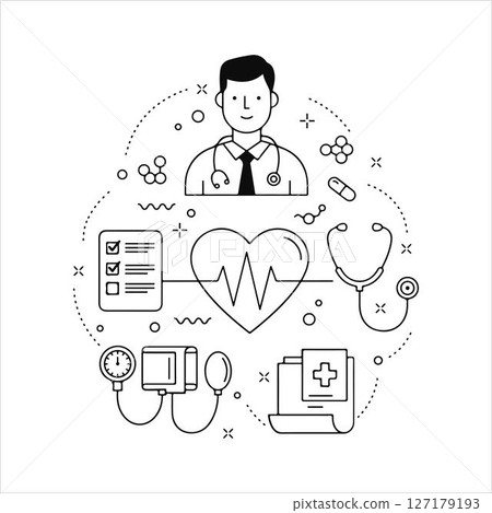 Diverse Medical Symbols and Elements. 127179193