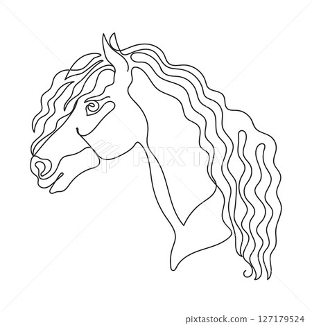 One line drawing art of horse head 127179524