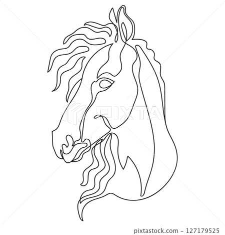 One line drawing art of horse head vector illustration One line drawing art of horse head vector illustration 127179525