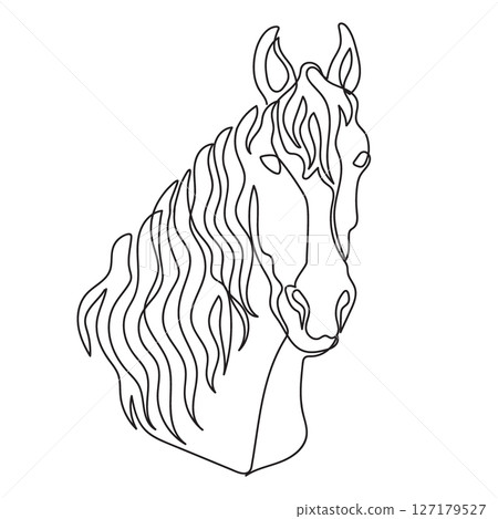 Horse head in one continuous line drawing vector Horse head in one continuous line drawing vector 127179527