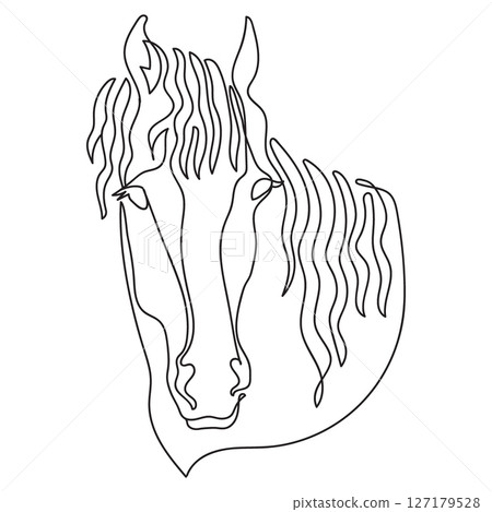 Line art Horse head in one continuous line drawing vector 127179528
