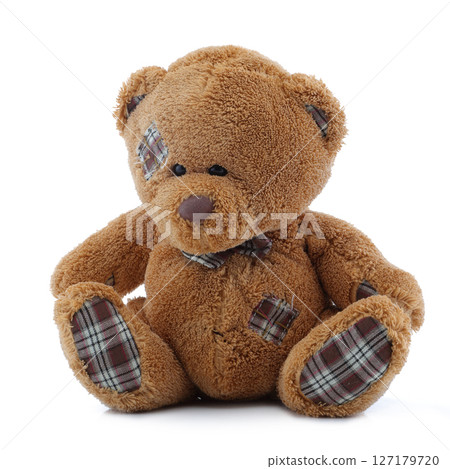 Brown teddy bear with patches 127179720