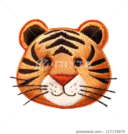 Cute tiger character face embroidery 127179874