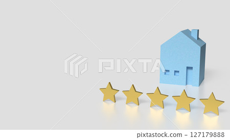 The Blue house and Gold five start for property concept 3d Rendering. The Blue house and Gold five start for property concept 3d Rendering. 127179888