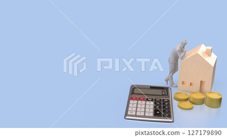 The House and coins for Building or property concept 3d Rendering. 127179890