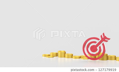 The Blue eye target and gold coins for Business concept 3d Rendering. 127179919