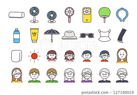 夏季圖標插圖集 127180028