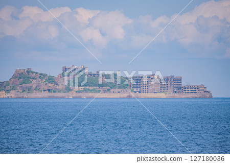 (Nagasaki Prefecture) Hashima Island (Gunkanjima) floating in the ocean (Industrial Revolution Heritage Site) 127180086