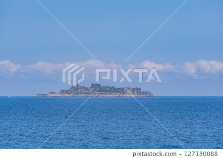 (Nagasaki Prefecture) Hashima Island (Gunkanjima) floating in the ocean (Industrial Revolution Heritage Site) 127180088