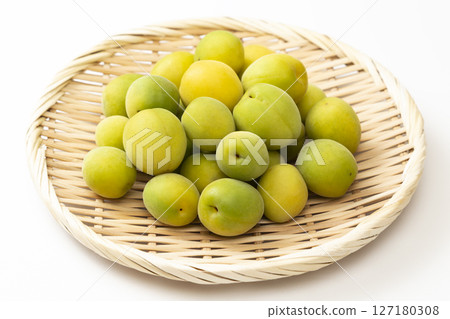 Plum fruit on white background Plum fruit on white background 127180308