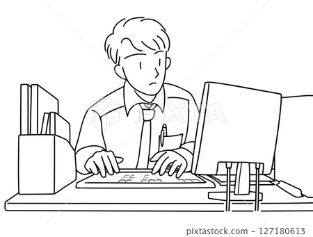Man working on computer Man working on computer 127180613