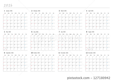 2026年日本年曆 127180942