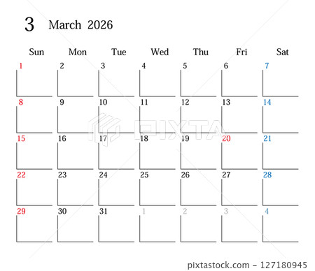 2026年3月（日本曆） 127180945