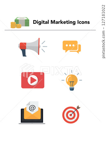 Digital online marketing or business social media marketing icons stock illustration 127181022