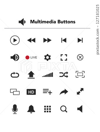 Multimedia Buttons icons set stock illustration Multimedia Buttons icons set stock illustration 127181025