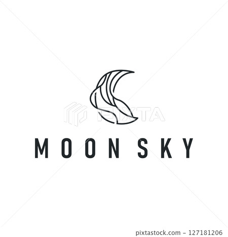 simple minimalist moon logo design with elegant line concept as a symbol illustration template for a product and business brand simple minimalist moon logo design with elegant line concept as a symbol illustration template for a product and business brand 127181206