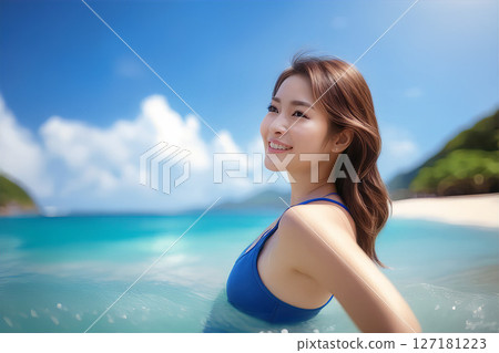Girl enjoying the hot summer 127181223