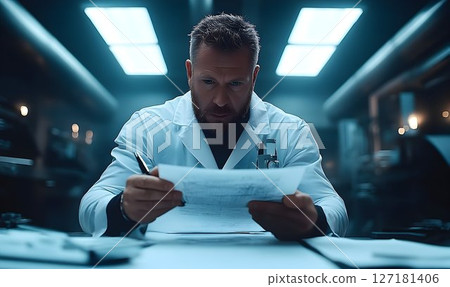 Bearded Scientist Reviews Blue Lit Lab Documents 127181406