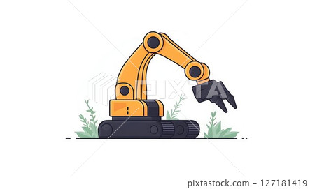 Robotic Arm Harvesting Amidst Greenery 127181419
