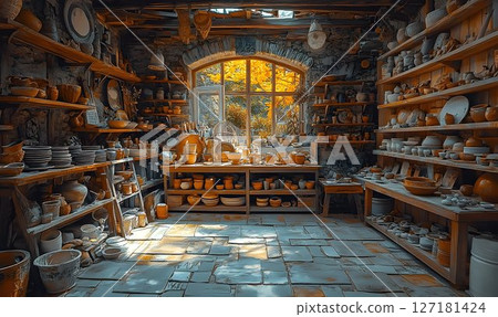 Autumn Light in a Rustic Pottery Workshop Autumn Light in a Rustic Pottery Workshop 127181424