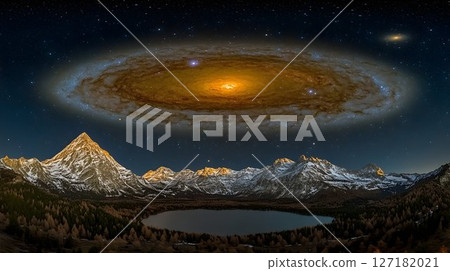 Majestic Mountains Under a Cosmic Galaxy 127182021