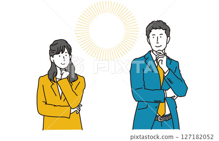 一位充滿靈感的表情的商務人士的插圖素材 127182052