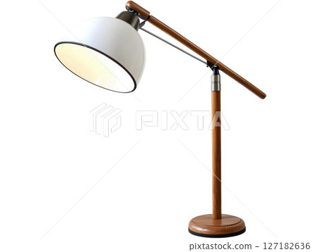 Stylish floor lamp with modern design and wooden accents for decor 127182636