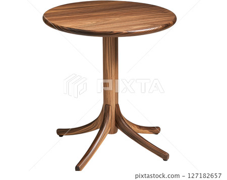 Mid century modern side table with round top and wooden legs, stylish design Mid century modern side table with round top and wooden legs, stylish design 127182657