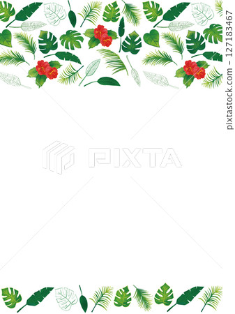 水彩熱帶植物套裝裝飾框2垂直 127183467
