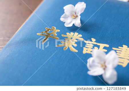 文憑和櫻花花瓣 127183849