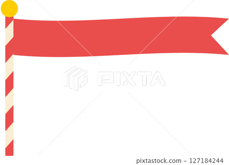 Simple vector illustration with flags on pole motif | Flags, banners, sticks, poles, decorations, colorful, cute, 127184244