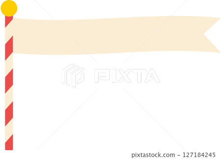 帶有旗桿圖案的簡單向量插圖 | 旗幟、橫幅、棍棒、桿子、裝飾品、色彩鮮豔、可愛、 127184245