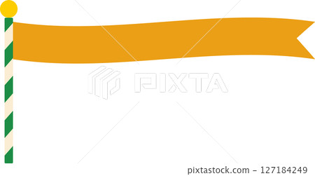 帶有旗桿圖案的簡單向量插圖 | 旗幟、橫幅、棍棒、桿子、裝飾品、色彩鮮豔、可愛、 127184249