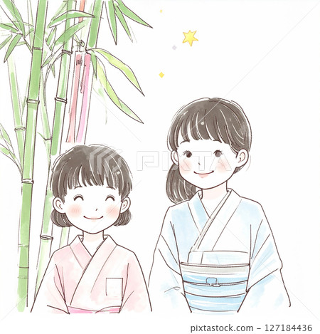 七夕插畫素材 七夕插畫素材 127184436