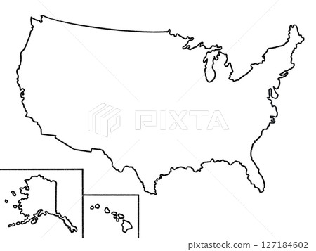 Map of the United States (line art, no state borders) Black Map of the United States (line art, no state borders) Black 127184602